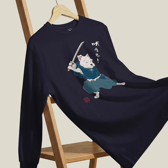 Westie Samurai Japanese Ukiyo-e Unisex Long Sleeve Tee - Samurai Original