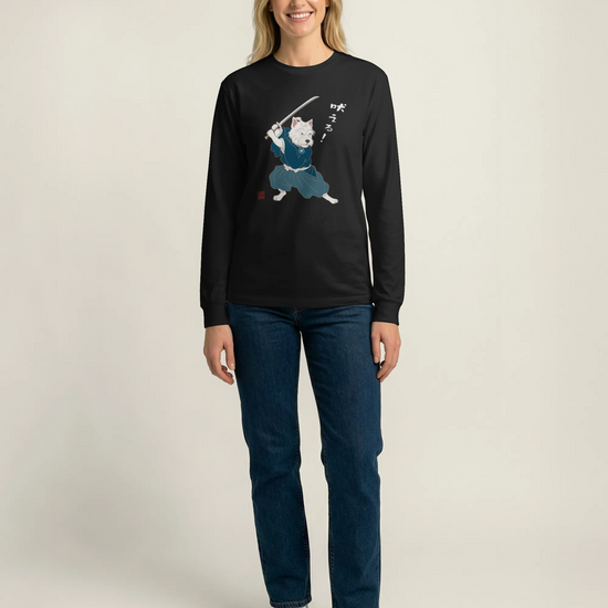Westie Samurai Japanese Ukiyo-e Unisex Long Sleeve Tee - Samurai Original