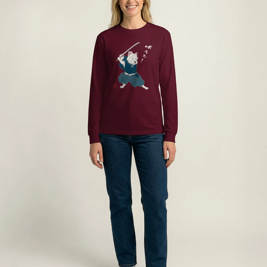 Westie Samurai Japanese Ukiyo-e Unisex Long Sleeve Tee - Samurai Original