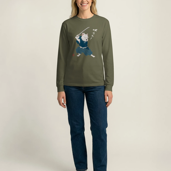 Westie Samurai Japanese Ukiyo-e Unisex Long Sleeve Tee - Samurai Original