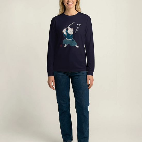 Westie Samurai Japanese Ukiyo-e Unisex Long Sleeve Tee - Samurai Original