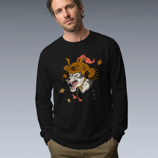 Wolf Samurai Japanese Ukiyo-e Unisex Long Sleeve Tee - Samurai Original