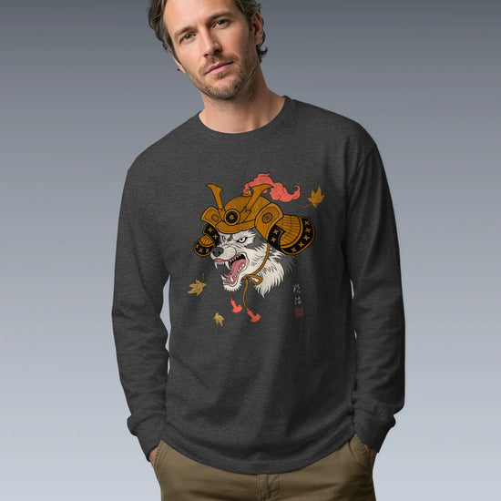 Wolf Samurai Japanese Ukiyo-e Unisex Long Sleeve Tee - Samurai Original