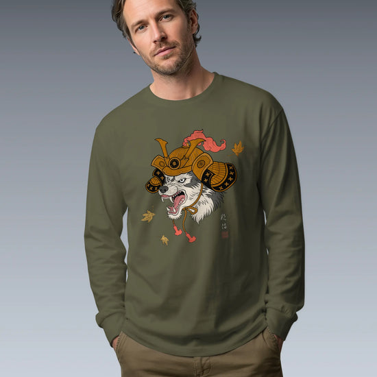 Wolf Samurai Japanese Ukiyo-e Unisex Long Sleeve Tee - Samurai Original