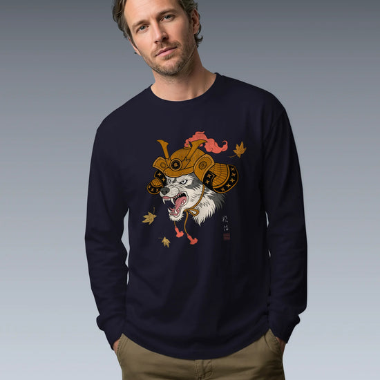 Wolf Samurai Japanese Ukiyo-e Unisex Long Sleeve Tee - Samurai Original