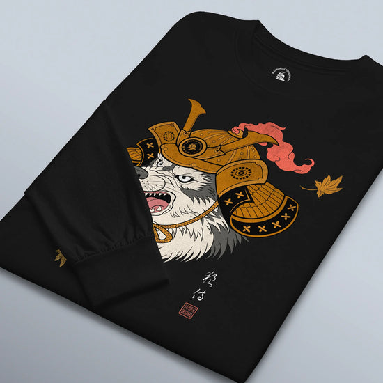 Wolf Samurai Japanese Ukiyo-e Unisex Long Sleeve Tee - Samurai Original