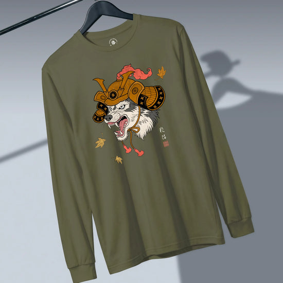 Wolf Samurai Japanese Ukiyo-e Unisex Long Sleeve Tee - Samurai Original