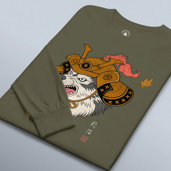 Wolf Samurai Japanese Ukiyo-e Unisex Long Sleeve Tee - Samurai Original