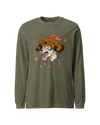 Wolf Samurai Japanese Ukiyo-e Unisex Long Sleeve Tee Military Green - Samurai Original