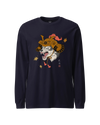 Wolf Samurai Japanese Ukiyo-e Unisex Long Sleeve Tee Navy - Samurai Original