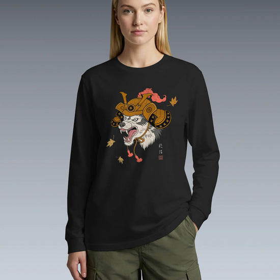 Wolf Samurai Japanese Ukiyo-e Unisex Long Sleeve Tee - Samurai Original