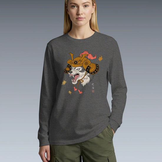 Wolf Samurai Japanese Ukiyo-e Unisex Long Sleeve Tee - Samurai Original