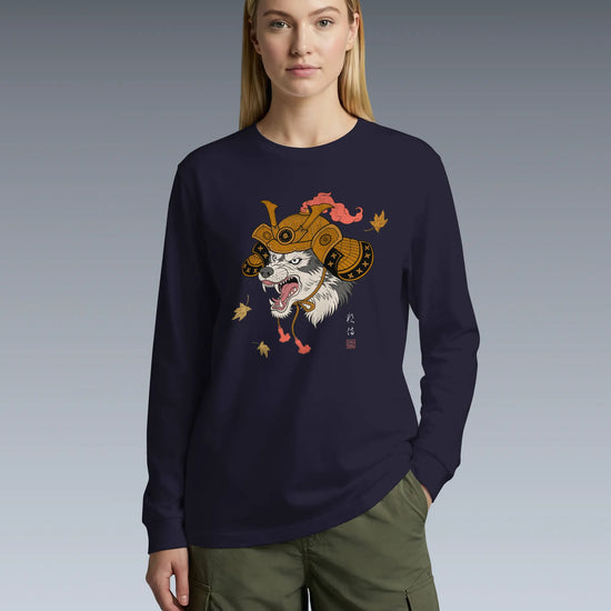 Wolf Samurai Japanese Ukiyo-e Unisex Long Sleeve Tee - Samurai Original