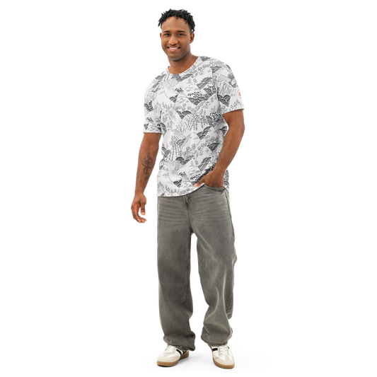 Ukiyo-e Waves & Mountains Men’s cotton crew neck t-shirt