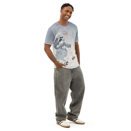 Samurai BBQ Japanese Ukiyo-e Men’s cotton crew neck t-shirt