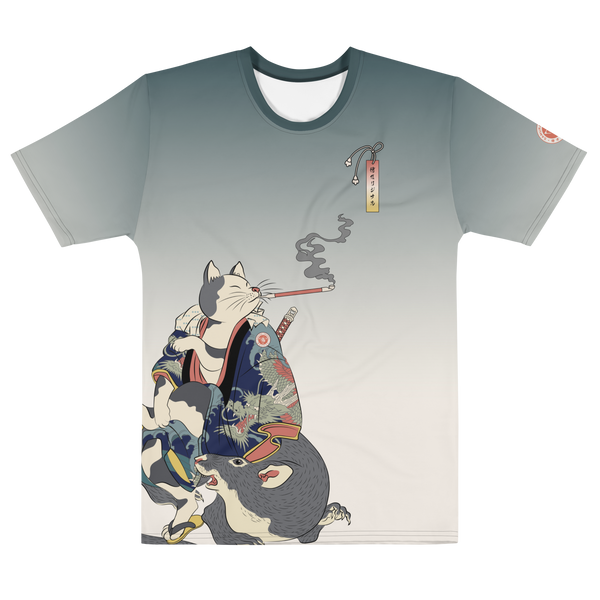 Cat and Mouse Funny Japanese Ukiyo-e All-over Print Men's T-shirt