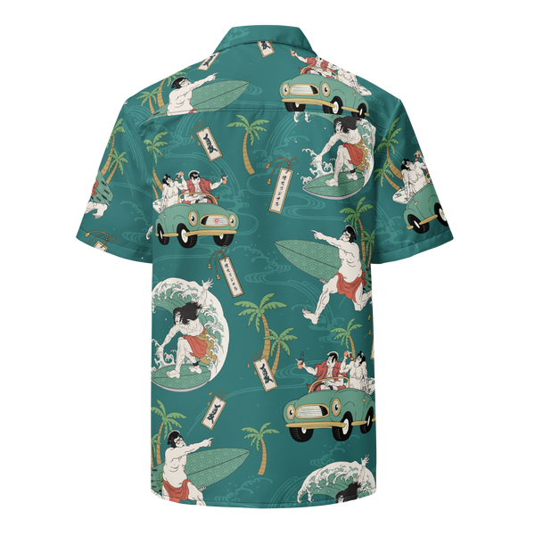 Samurai Summer Ukiyo-e Japanese Hawaii Unisex Button Shirt
