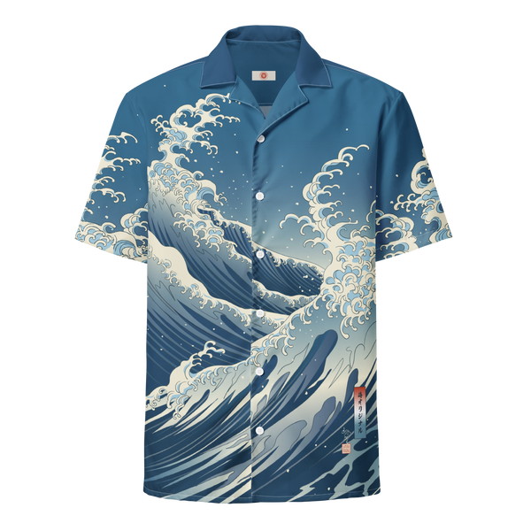 Waves Ukiyo-e Japanese Hawaii Unisex button shirt