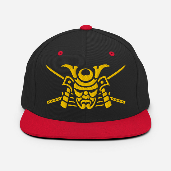 Samurai Mask Snapback Hat Black Red - Samurai Original