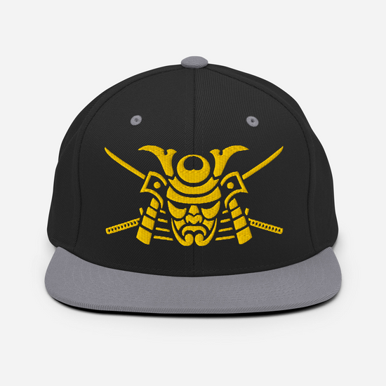 Samurai Mask Snapback Hat Black Silver - Samurai Original
