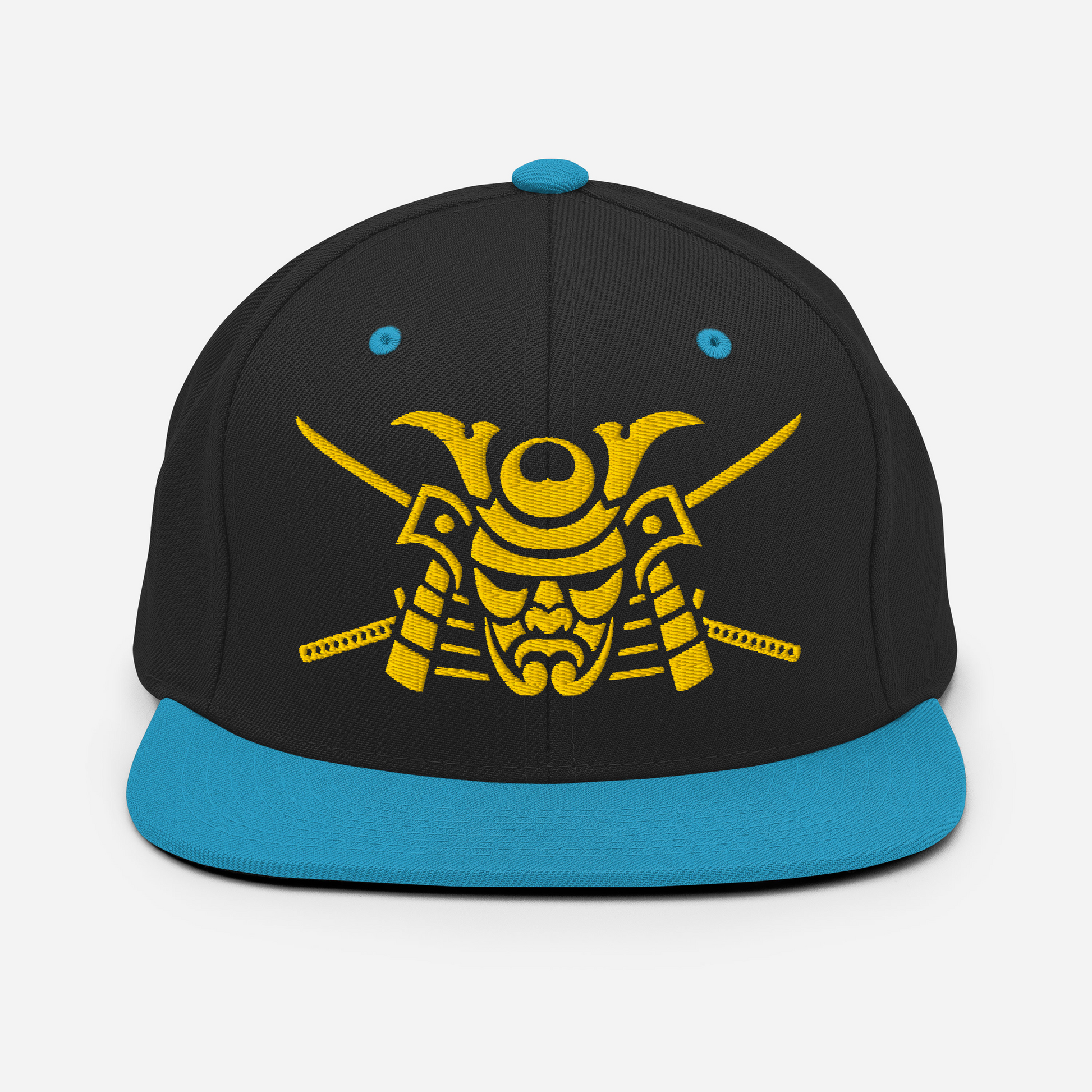 Samurai Mask Snapback Hat Black Teal - Samurai Original