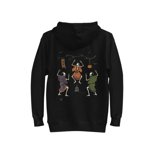 Samurai Skeleton Dance Halloween Japanese Ukiyo-e Unisex Hoodie