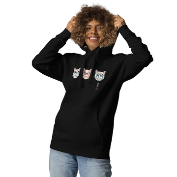 The Kabuki Neko Trio Unisex Hoodie - Samurai Original