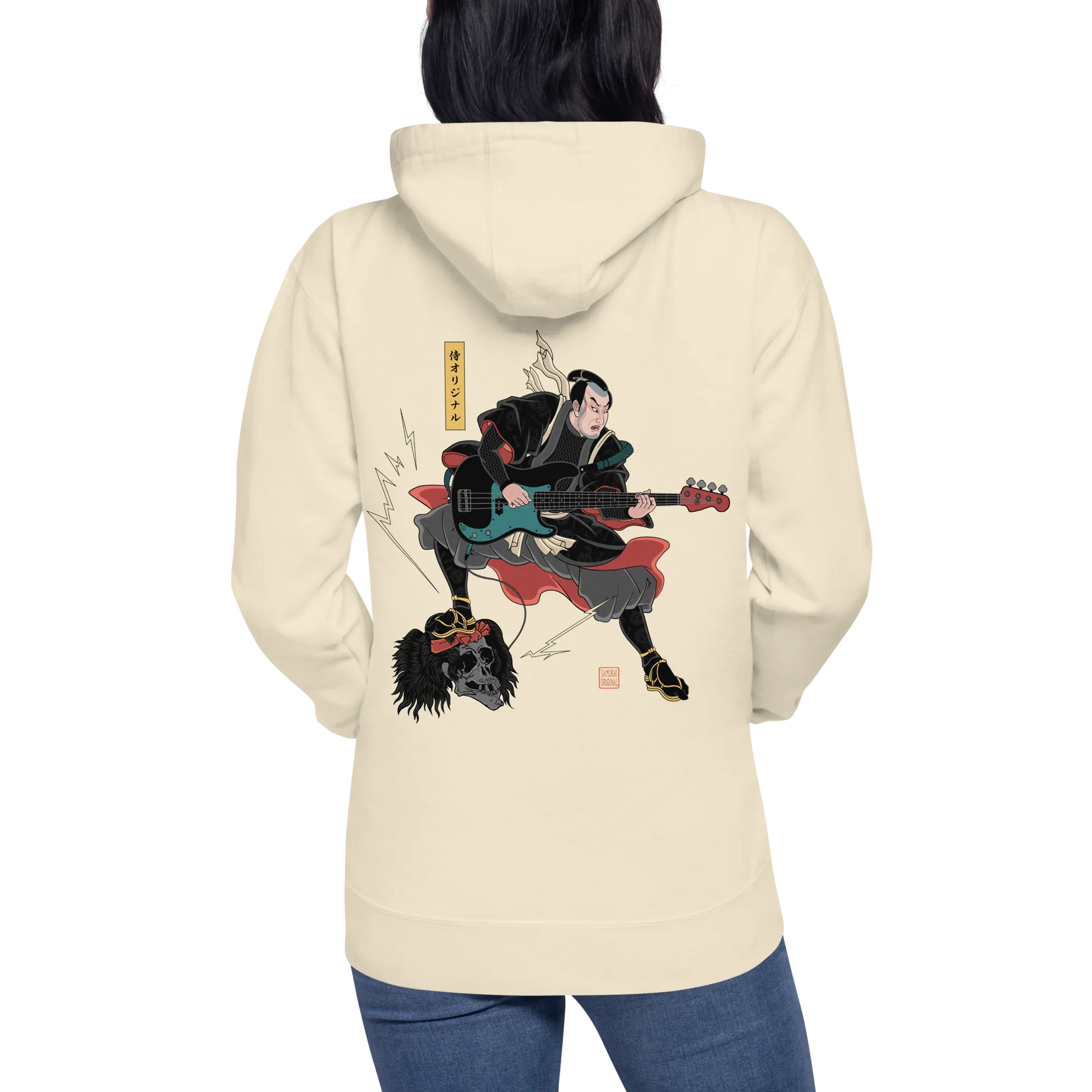 Samurai Bassist Ukiyo-e Hoodie | Japanese Music Warrior