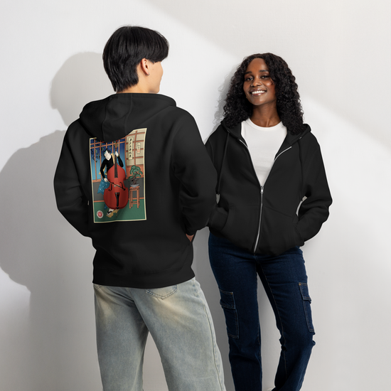 Samurai Contrabass Ukiyo-e Premium full zip hoodie - Samurai Original