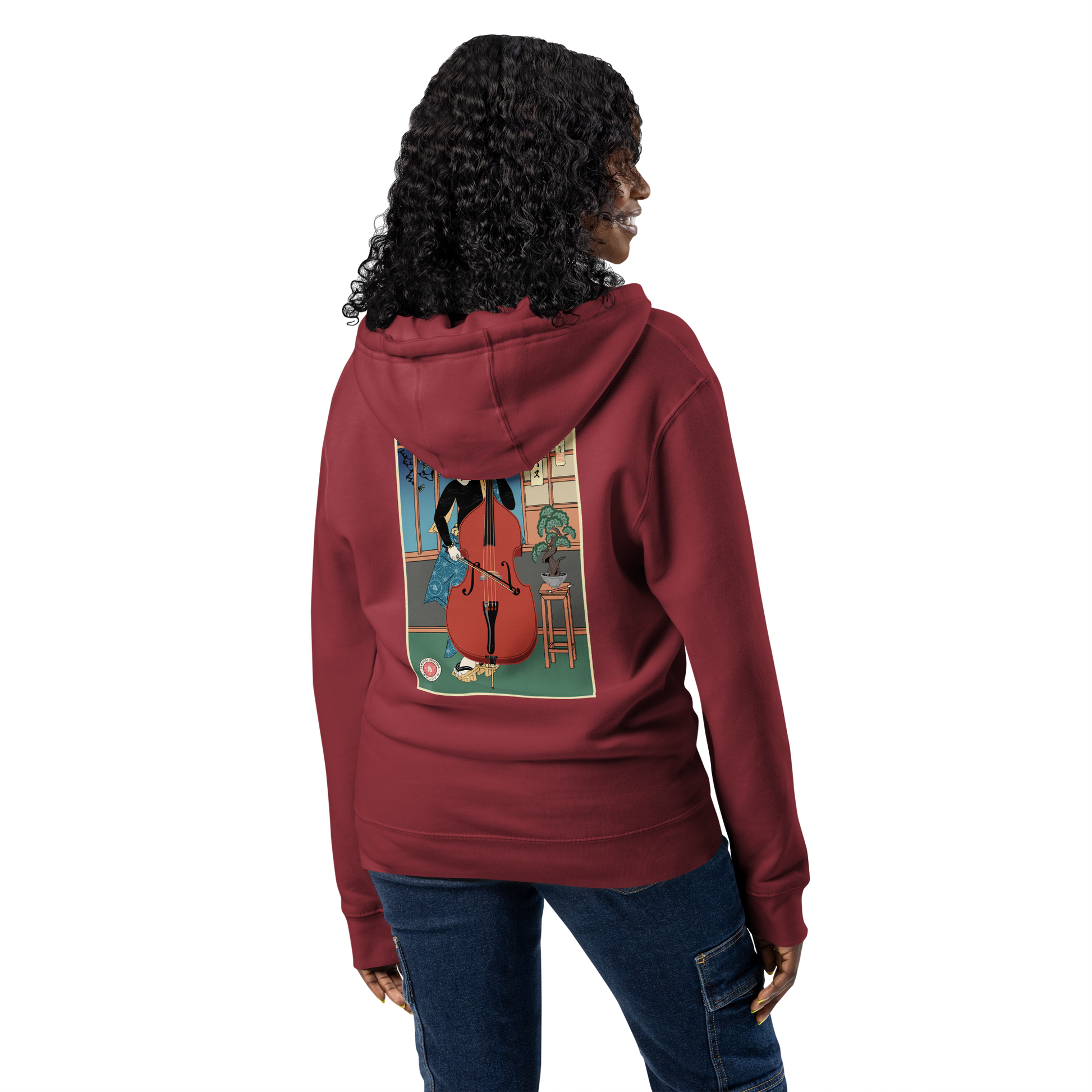 Samurai Contrabass Ukiyo-e Premium full zip hoodie - Samurai Original