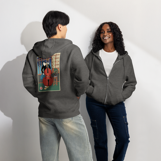 Samurai Contrabass Ukiyo-e Premium full zip hoodie - Samurai Original