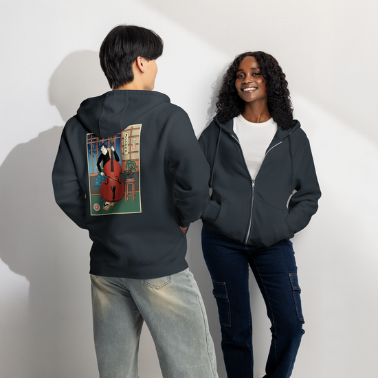 Samurai Contrabass Ukiyo-e Premium full zip hoodie - Samurai Original