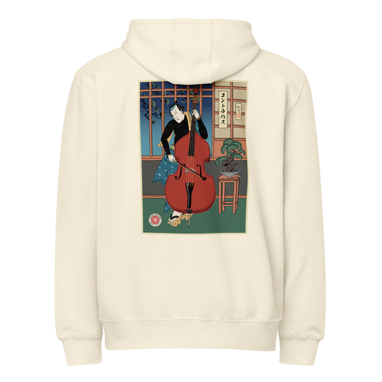 Samurai Contrabass Ukiyo-e Premium full zip hoodie Sandshell - Samurai Original
