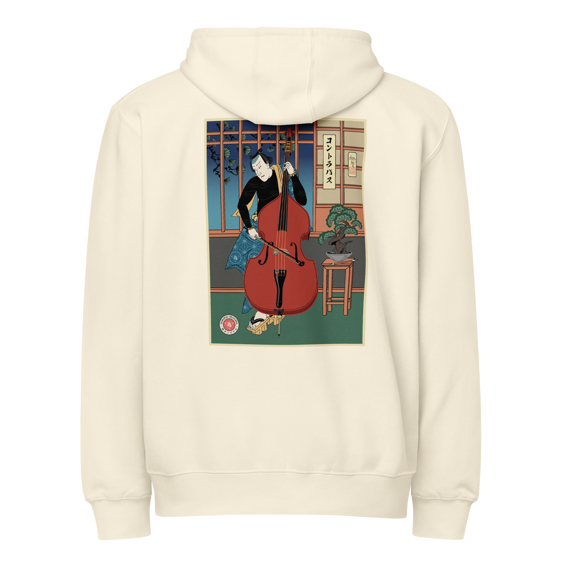 Samurai Contrabass Ukiyo-e Premium full zip hoodie Sandshell - Samurai Original