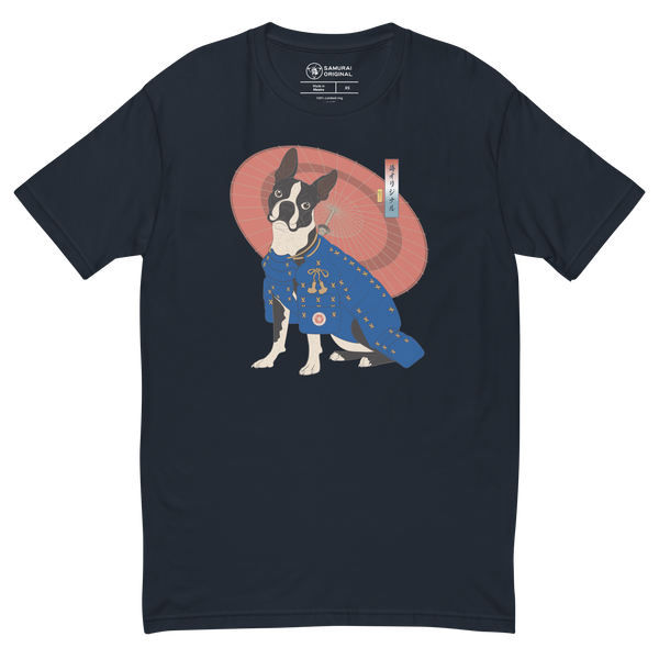 Boston Terrier Funny Dog Japanese Ukiyo-e Short Sleeve T-shirt 2 - Samurai Original