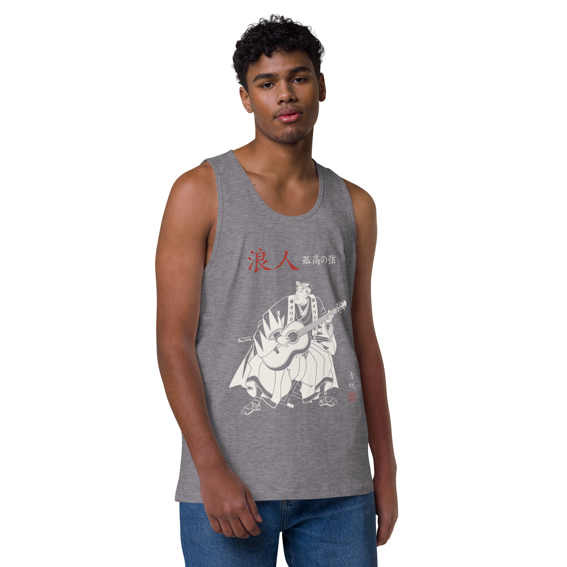 Ronin Guitar Blues Japanese Art Men's Premium Tank Top - Samurai Original