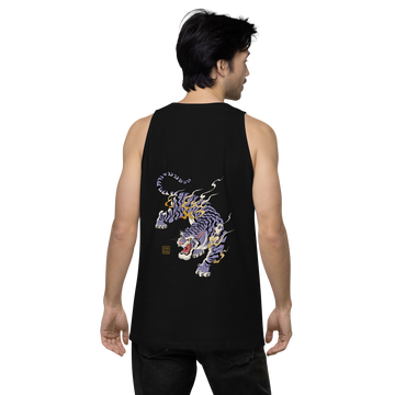 Tiger Flame Japanese Art Men's Premium Tank Top - Samurai Original