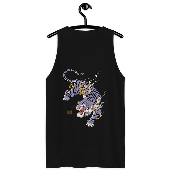 Tiger Flame Japanese Art Men's Premium Tank Top - Samurai Original