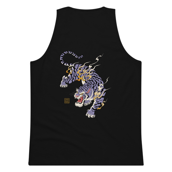 Tiger Flame Japanese Art Men's Premium Tank Top - Samurai Original