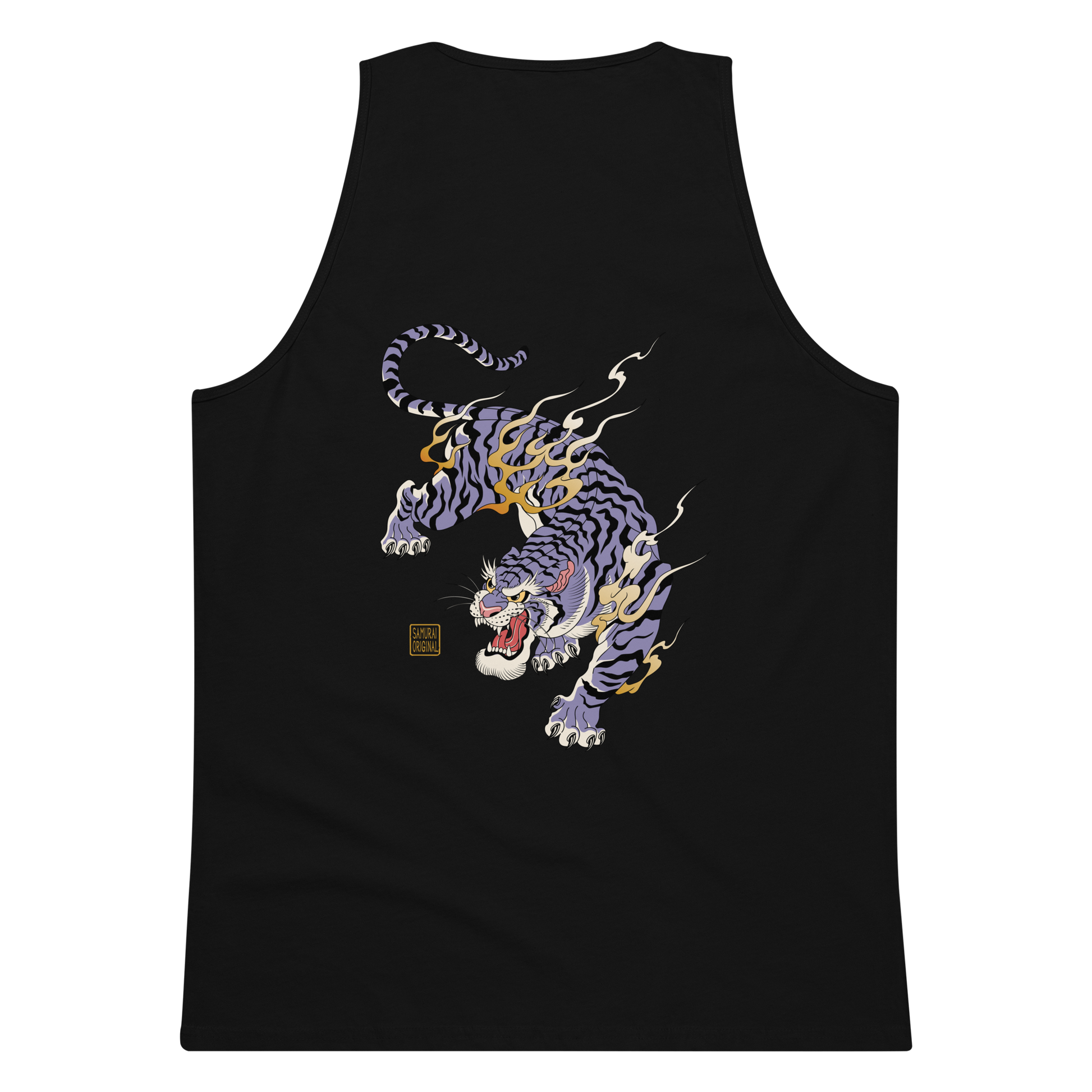 Tiger Flame Japanese Art Men's Premium Tank Top - Samurai Original