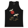 Japanese Crane and Pine Tree Ukiyo-e Men's Premium Tank Top Black - Samurai Original