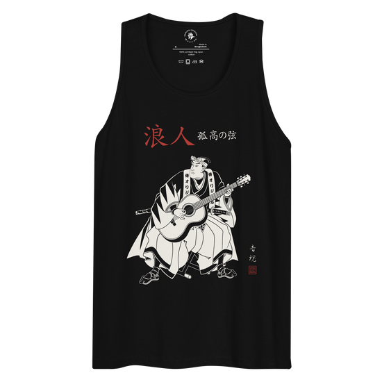 Ronin Guitar Blues Japanese Art Men's Premium Tank Top Black - Samurai Original