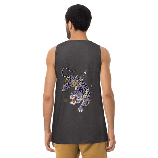 Tiger Flame Japanese Art Men's Premium Tank Top - Samurai Original