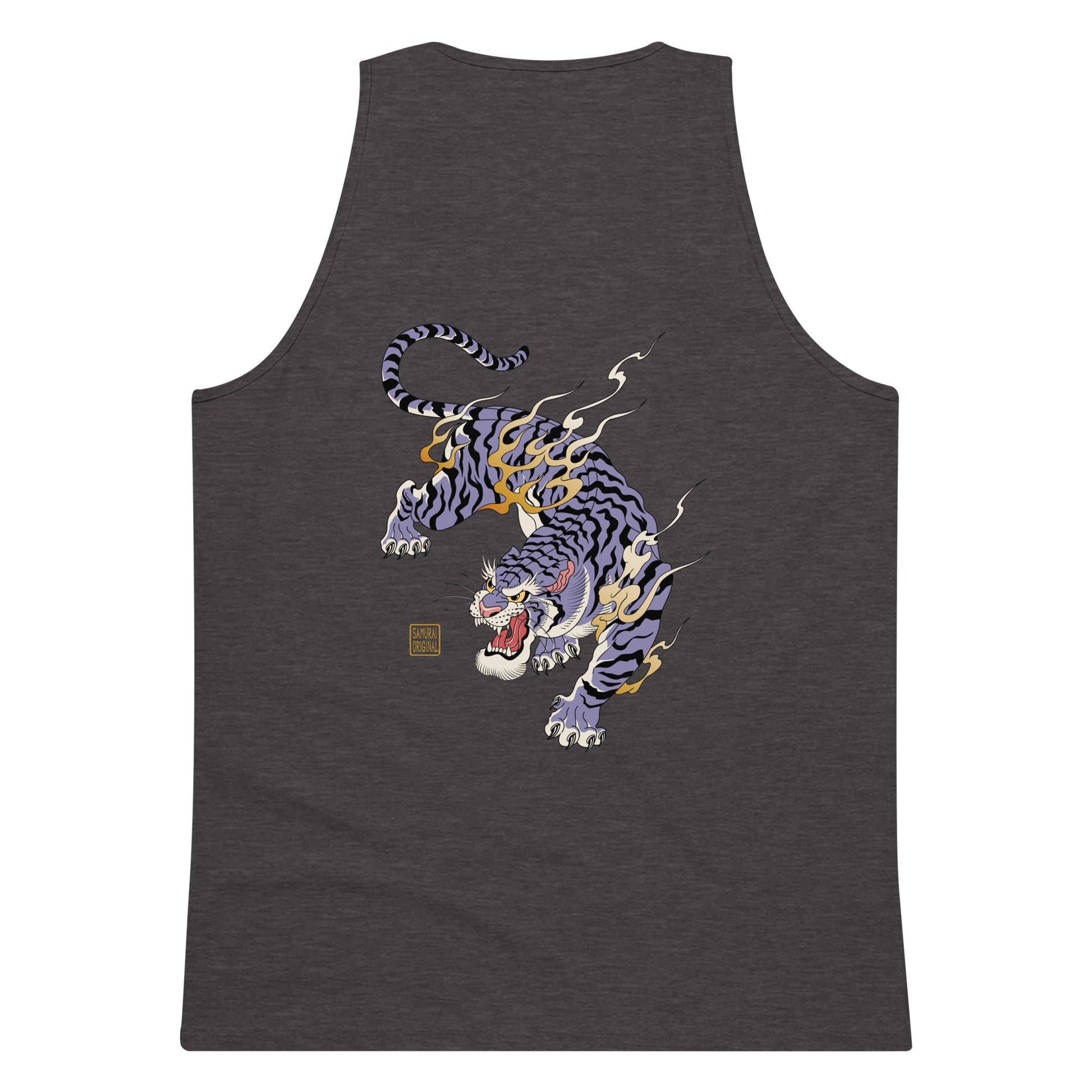 Tiger Flame Japanese Art Men's Premium Tank Top - Samurai Original