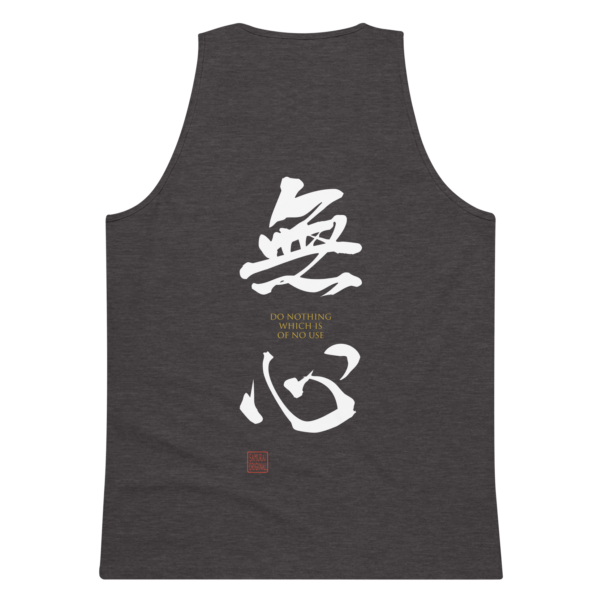 Mushin Japanese Zen Philosophy Men's Premium Tank Top Charcoal Heather - Samurai Original
