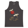 Japanese Crane and Pine Tree Ukiyo-e Men's Premium Tank Top Charcoal Heather - Samurai Original