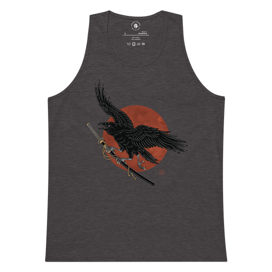 Ronin Raven Men’s premium tank top Charcoal Heather - Samurai Original