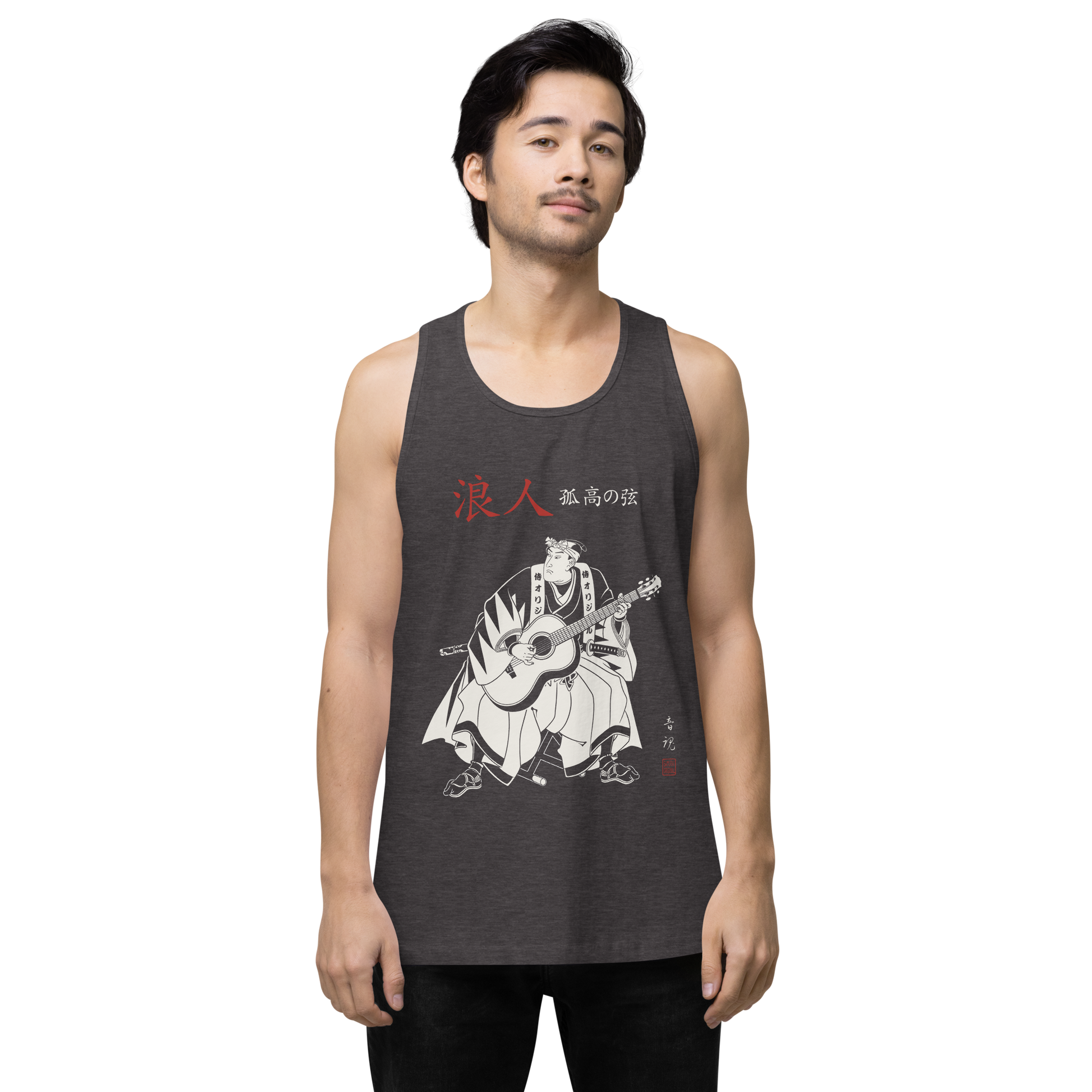 Ronin Guitar Blues Japanese Art Men's Premium Tank Top - Samurai Original
