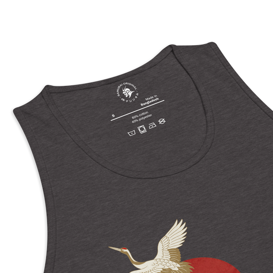 Japanese Crane and Pine Tree Ukiyo-e Men's Premium Tank Top - Samurai Original
