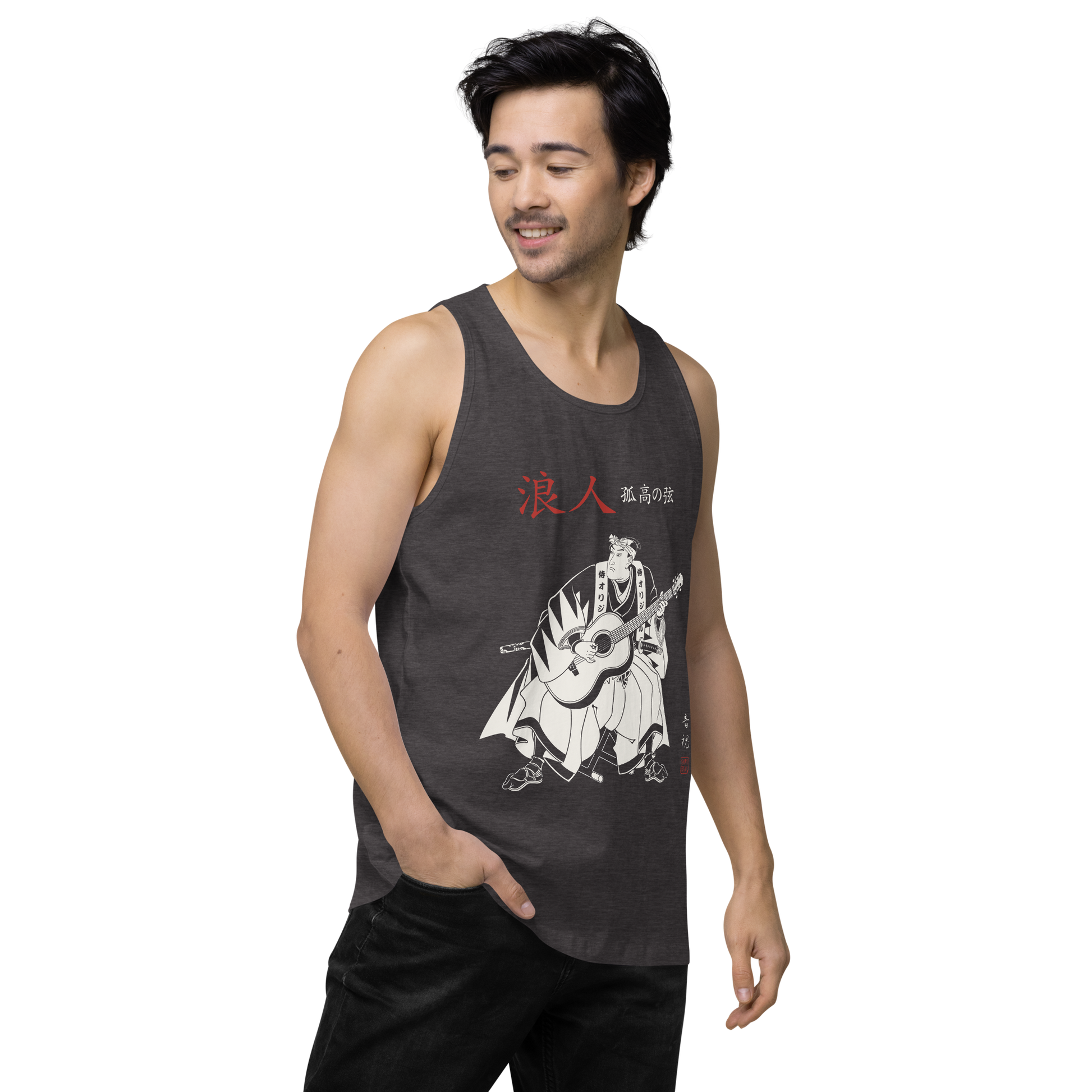 Ronin Guitar Blues Japanese Art Men's Premium Tank Top - Samurai Original